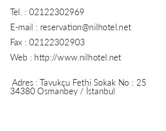 Nil Hotel iletiim bilgileri