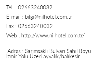 Nil Hotel Sarmsakl iletiim bilgileri