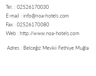 Noa Hotels ldeniz Resort iletiim bilgileri