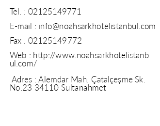 Noahs Ark Hotel stanbul iletiim bilgileri