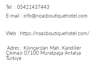 Noas Boutique Hotel iletiim bilgileri