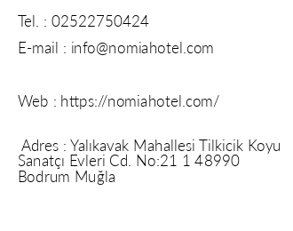 Nomia Hotel iletiim bilgileri