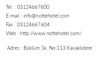 Notte Hotel iletiim bilgileri