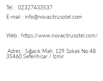 Nova Citrus Otel iletiim bilgileri