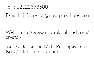 Nova Plaza Crystal iletiim bilgileri