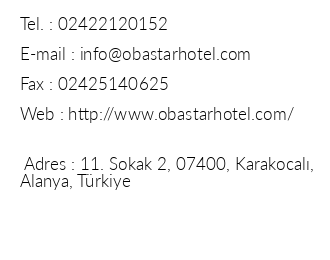 Oba Star Hotel & Spa iletiim bilgileri