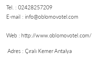 Oblomov Hotel iletiim bilgileri