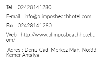 Olimpos Beach Otel iletiim bilgileri