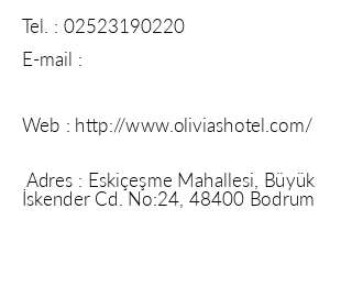 Olivias Hotel Bodrum iletiim bilgileri