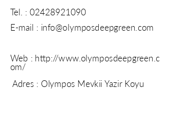 Olympos Deep Green Bungalows iletiim bilgileri