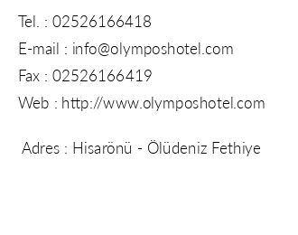 Olympos Hotel iletiim bilgileri