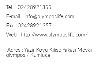 Olympos Life Hotel iletiim bilgileri