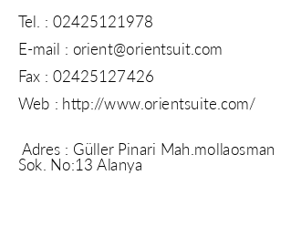 Orient Suite Hotel iletiim bilgileri