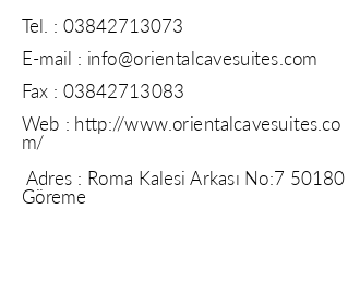 Oriental Cave Suites iletiim bilgileri