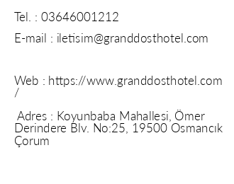 Osmanck Grand Dost Hotel iletiim bilgileri