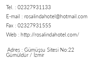 Rosalinda Hotel iletiim bilgileri