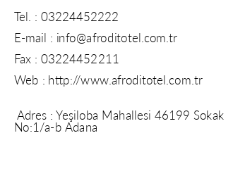 Afrodit Otel iletiim bilgileri