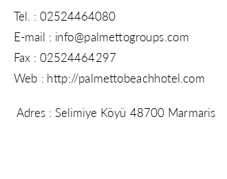 Palmetto Beach Hotel iletiim bilgileri