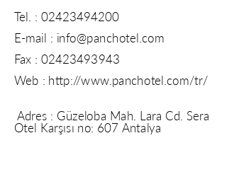 Pan Hotel iletiim bilgileri