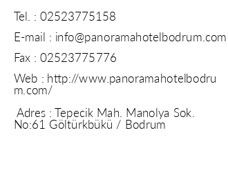 Panorama Hotel Bodrum iletiim bilgileri