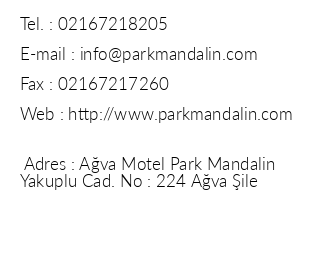 Park Mandalin Hotel iletiim bilgileri