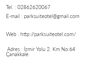 Park Suite Hotel iletiim bilgileri