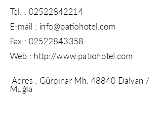 Patio Hotel iletiim bilgileri