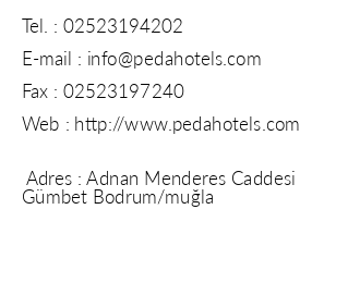 Peda Hotels Gmbet Holiday Beach iletiim bilgileri