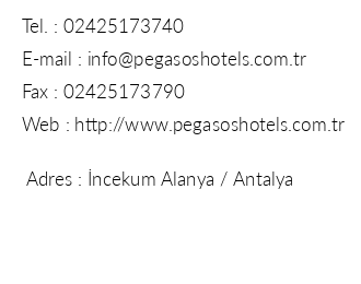Pegasos Resort Hotel iletiim bilgileri