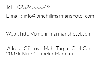 Pine Hill Marmaris Hotel iletiim bilgileri