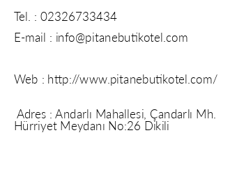 Pitane Butik Otel andarl iletiim bilgileri