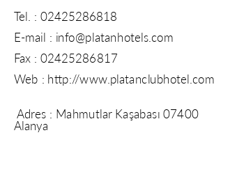 Platan Alpina Hotel iletiim bilgileri