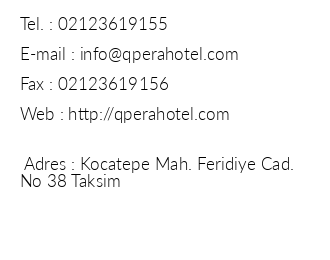 Q Pera Hotel iletiim bilgileri