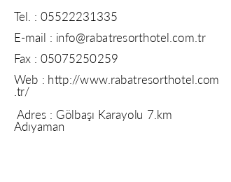 Rabat Resort Hotel iletiim bilgileri