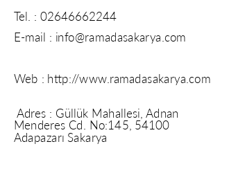 Ramada By Wyndham Sakarya iletiim bilgileri