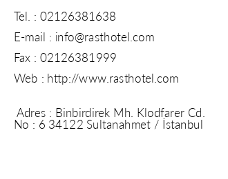Rast Hotel iletiim bilgileri