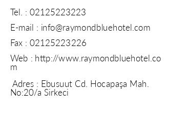 Raymond Blue Hotel iletiim bilgileri