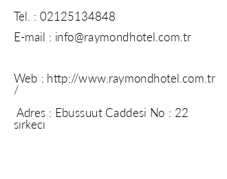 Raymond Hotel iletiim bilgileri