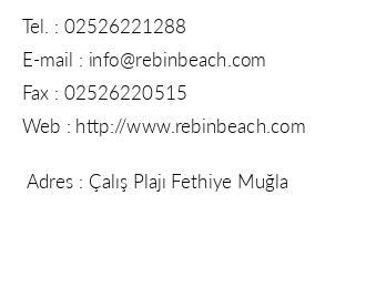 Rebin Beach Hotel iletiim bilgileri