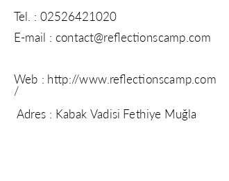 Reflections Camp Kabak iletiim bilgileri
