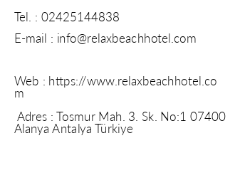 Relax Beach Hotel iletiim bilgileri