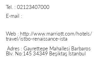 Renaissance stanbul Bosphorus Hotel iletiim bilgileri