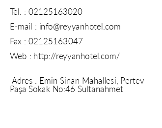 Reyyan Hotel iletiim bilgileri