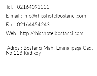 Rhiss Hotel Bostanc iletiim bilgileri