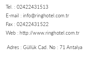 Ring Hotel iletiim bilgileri