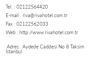 Riva Hotel iletiim bilgileri