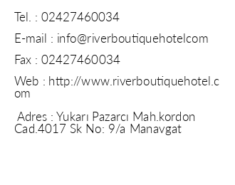 River Butik Otel iletiim bilgileri