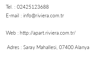 Riveria Apart Hotel iletiim bilgileri