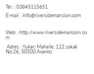 Riverside Mansion Hotel iletiim bilgileri
