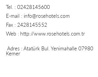 Rose Resort Hotel iletiim bilgileri